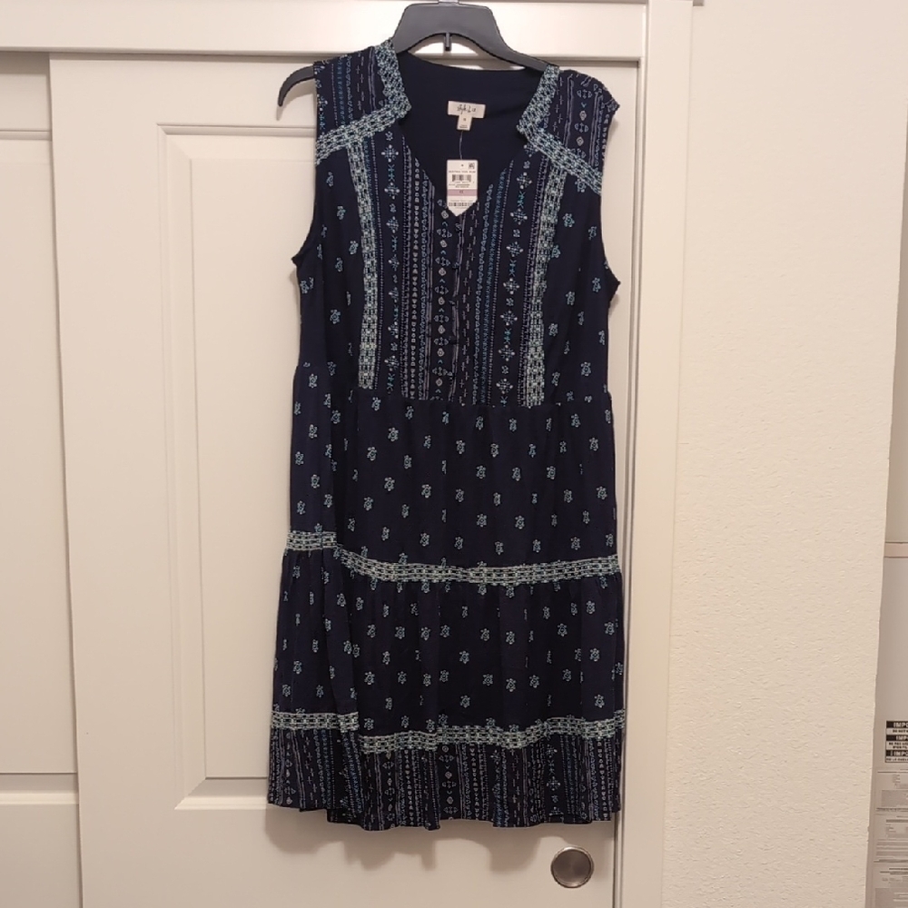 Style & CO - Navy Sleeveless Dress with Pattern Size 1X NWT